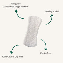 Carica l&#39;immagine nel visualizzatore di Gallery, Salvaslip Queesy biodegradabili, ripiegati e confezionati singolarmente, plastic-free e 100% cotone organico
