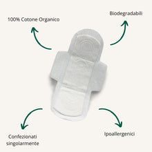 Carica l&#39;immagine nel visualizzatore di Gallery, Assorbente esterno Queesy in 100% cotone organico, biodegradabili, confezionati singolarmente e ipoallergenici
