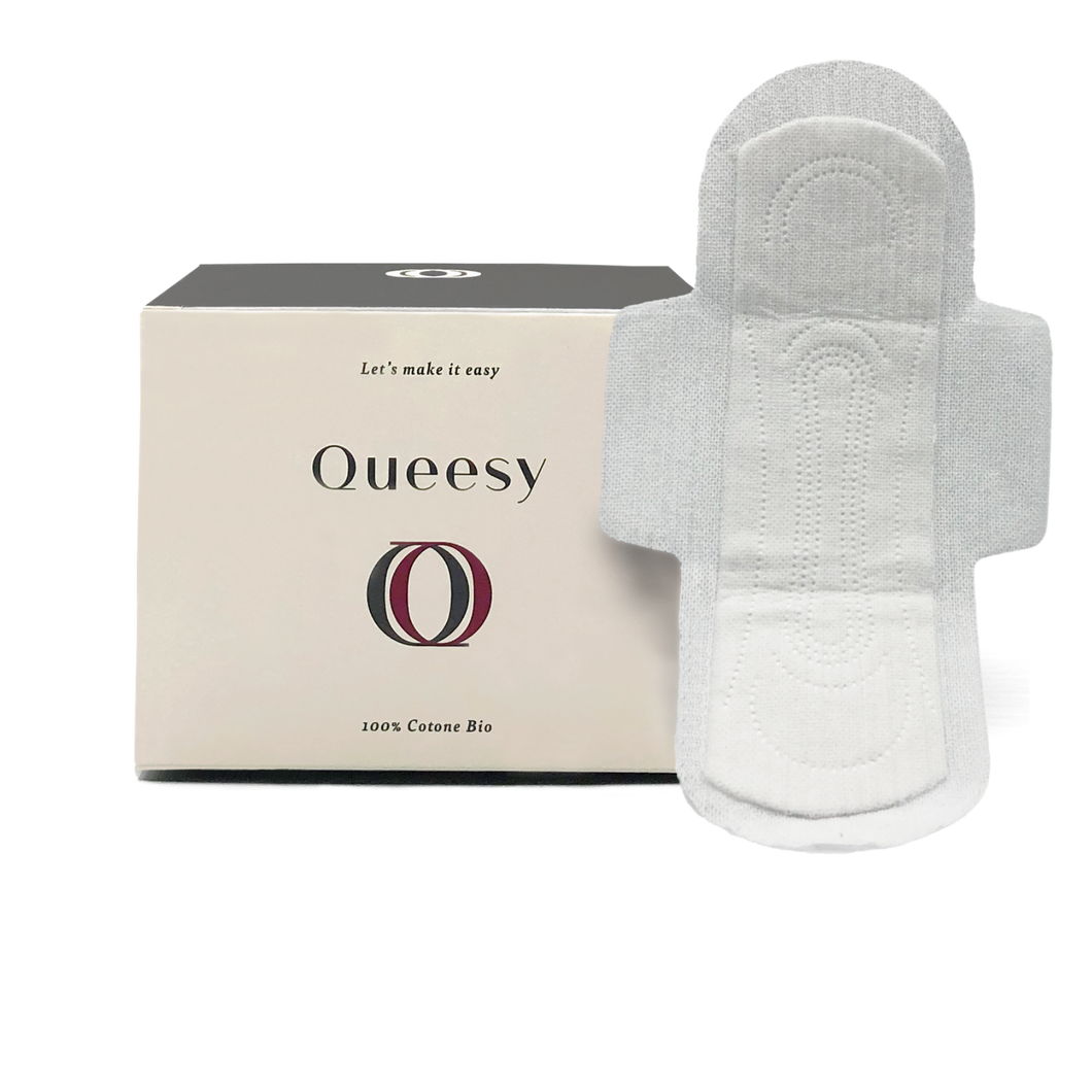 Queesy | Abbonamento ad assorbenti mestruali Queesy, ipoallergenici ed in cotone 100% biologico.